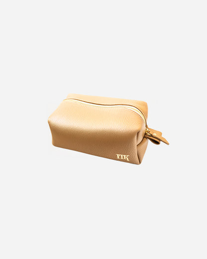 Beige Toiletry Pouch - Real Leather