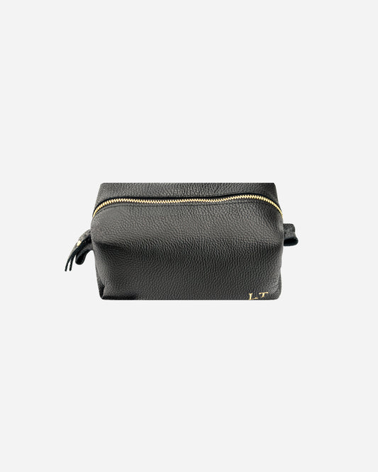 Black Toiletry Pouch - Real Leather