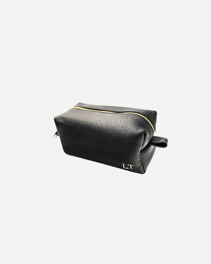 Black Toiletry Pouch - Real Leather